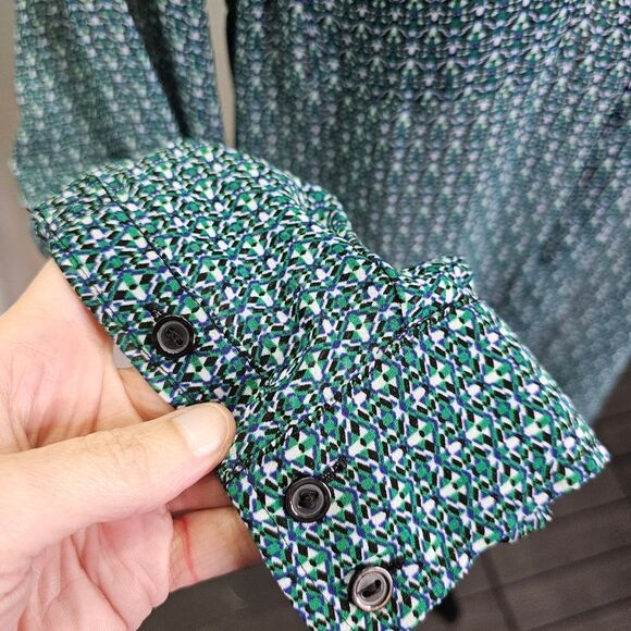 I Heart Ronson Teal Button Front Blouse Size Medium - Picture 8 of 10